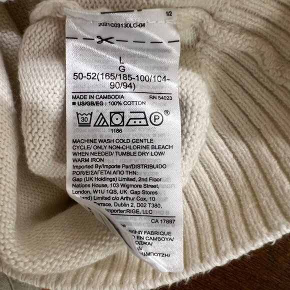 Fair Isle Academia Preppy Varsity White Sweater Teacher Cotton Equestrian Large - Picture 9 of 9